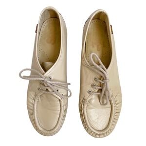SAS Vintage Leather Cashew Milk Lace Up Leather Loafer Shoe Ivy League Scandi